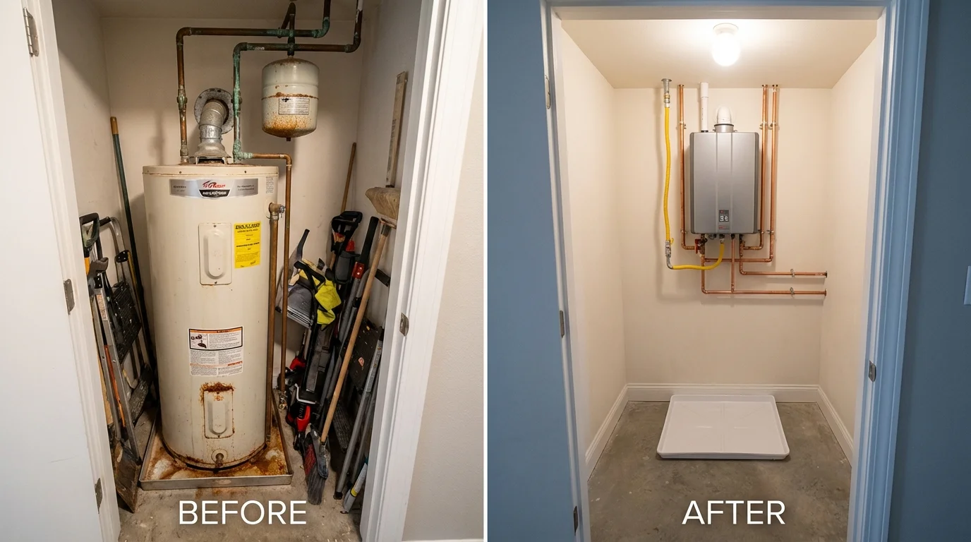 Tank water heater versus wall-mounted tankless unit comparison for Osceola, NE homeowners